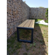 Banc public méridienne Miami Wood - Design Art Déco 1910, acier et bois, dimensions 150x45x45 cm_3