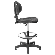 Chaise de caisse LEO neuf - Polyuréthane noir - Réglable en hauteur de 62 à 88 cm - Dossier réglable - Repose-pieds chromé_2