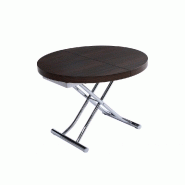 Table basse ronde relevable et extensible SATURNA Wengé - Diamètre 105 cm - Plateau extensible jusqu'à 135 cm_2