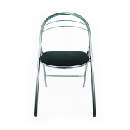 Chaise pliante métallique d'occasion - piétement tube métal chromé - usage professionnel - pratique et résistante_2