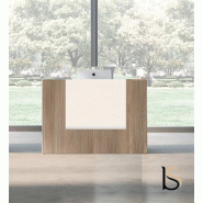Borne d'accueil compacte Z2, ton bois 1 personne - Officity - 166, Blanc mat, Orme_0