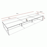 Bureau bench 6 personnes X5 - Officity. - Anthracite, Noyer canaletto, 360_2