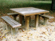 Table Pique Nique Accès Pin traité autoclave classe 4 - Pieds et traverses section 120 x 120 mm - Lames table et banc section 45 x 145 mm - Format 1200 x 1200 mm_2