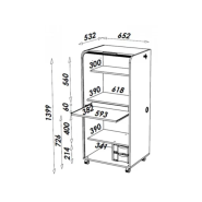 Armoire à rideaux ORGA neuf - 2 tiroirs - H140 cm - Aluminium - Structure en panneaux de particules mélaminés_2