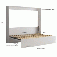 Armoire lit escamotable VERTIGO - Façade blanc brillant - Couchage 160x200 cm - Design chic et contemporain_2