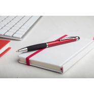 Stylo à bille en plastique - stylet avec grip caoutchouc - encre bleue - couleur rouge_2