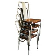 Chaise Sanks AB Verticale SIF - Structure Acier Thermolaqué Verni Transparent - Assise en Pin - Empilable_3