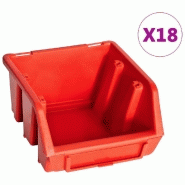 Vidaxl kit de bacs de stockage et panneaux muraux 32 pcs rouge et noir 146281_2