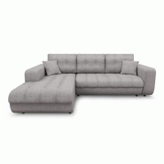 Canapé d'angle à gauche convertible ZELI gris clair - design scandinave avec coffre de rangement et coussins d'appoint_2