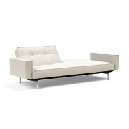 Innovation Living - Canapé Splitback pieds chromés avec accoudoirs - Convertible lit 115x210 cm - Tissu bouclé Off White_2