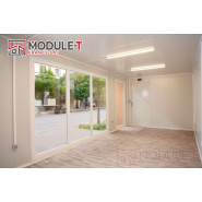 Bureau préfabriqué à baie vitrée - En PVC - 20 pieds - 6,00 x 2,40 x 2,60 m - Porte en acier galvanisé_2