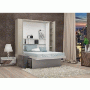 FALCON SOFA - Armoire lit escamotable avec canapé et rangements intégrés - Couchage 140 x 200 cm - LED et sommier 34 lattes_2