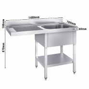 Plonge Inox 1 bac avec passage lave-vaisselle - P 700 - GGM - 1400 mm bac à droite_2
