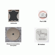 Fauteuil de relaxation en cuir anthracite avec télécommande intégrée