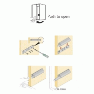 Lot de 2 systèmes d’ouverture pour portes sans poignées - Plastique brut - HETTICH, l.60 mm_2
