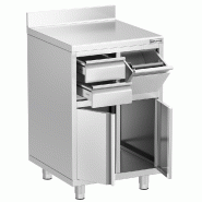 Meuble inox pour machine à café - 600 x 600 mm - 2 tiroirs - Knock box_2