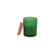 Bougie parfumée en cire végétale - support en verre dépoli avec couvercle en bambou - 120g_2