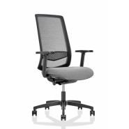 Fauteuil de bureau neuf - ADJUST noir avec accoudoirs - pivotant, ergonomique et design - structure séparée d'assise capitonnée et dossier aéré à treillis 3D_2