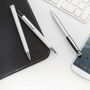 Stylo à bille en métal avec stylet - Antonio Miro - argenté avec boîte cadeau_2