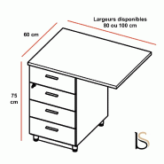 Bureau d'angle de manager avec caisson X3 - Officity - Anthracite, Noyer canaletto, 4 tiroirs, 180 x 180 cm_3