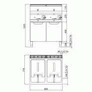Friteuse à gaz professionnelle 2x10 litres sur meuble_2