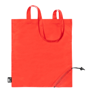 Sac shopping pliable en RPET - Polyester RPET 190T labélisé - Anses longues - Couleur rouge_2