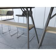 Table haute SIGNAL - Style industriel - Deskissimo - Plateau bois mélaminé - 4 à 6 personnes_2