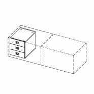 Caisson de rangement pour crédence Officity. - 3 tiroirs, Argent_2