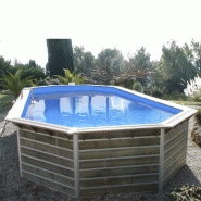 Piscine bois octogonale SIAYAN - 7,30 x 4,20 x h. 1,29 m - Panneaux prémontés et filtration incluse_2