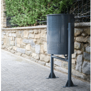 Poubelle publique circulaire PA600M - acier perforé avec traitement Ferrus anticorrosion_2