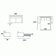 Canapé convertible OGGETTO - Matelas 16 cm - Système express - Sommier lattes 140 cm - Tweed gris clair - Fabriqué en Italie_2