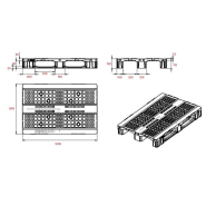 Palette plastique 1200x800 3 semelles - BLPG-1080LOG - plateau plein ou ajouré - charges jusqu'à 5000 kg_2