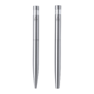 Parure de stylos en acier inoxydable recyclé - Stylo à bille et roller avec encre bleue - Livrée dans une boîte en papier kraft_2
