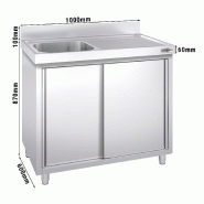 Plonge inox 1 bac et égouttoir sur placard - P 600 mm - 1000 mm bac à gauche_2