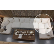 Chauffeuse d'angle Biarritz 100 x 100 cm - Home Spirit - structure en hêtre et tissu en lin de qualité_2