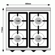Fourneau à gaz 4 feux professionnel - version 700_2