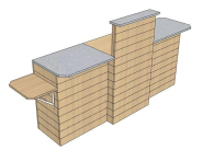 Meuble d'encaissement bois en ligne - 1 Poste - 3 plateaux - Tablette PMR - Bois en Pin naturel - Fabrication française_2