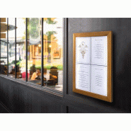 Porte-menu mural à LED blanches en teck 4xA4 | Securit - CU938_2
