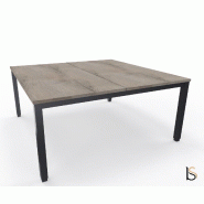 Bureau 2 personnes Tempo avec passe-câbles  - Mobel Linea - 160, Chêne grisé_3