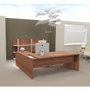 Bureau avec retour T45 finition bois- Quadrifoglio. - 220, Noyer canaletto, Droite_3
