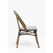 Chaise de terrasse légère et empilable - Lazare - textilène bleu et blanc - aluminium couleur rotin_2