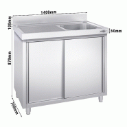 Plonge inox 1 bac et égouttoir sur placard - P 700 mm - 1400 mm bac à droite_2