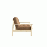 Canapé convertible futon Unwind - Pin naturel - Coloris mocca - Couchage 130 x 190 cm - Style scandinave_2