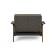 Fauteuil design convertible lit SPLITBACK FREJ - Innovation Living - Flashtex Dark Grey - Accoudoirs chêne fumé - 90x115 cm_2