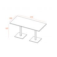 Table de réunion haute SPINA - base carrée - bois mélaminé - capacité 4 à 6 personnes_2