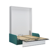 Armoire lit escamotable Bermudes Sofa blanc avec canapé bleu intégré - Couchage 140x200 cm_2