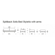 Canapé convertible Splitback Styletto avec accoudoirs - Pieds chêne noir - Tissu Mixed Dance Grey - Lit 115x210 cm_2