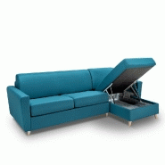 Canapé d'angle convertible express Virgola 120 cm - Sommier à lattes - Matelas 16 cm - Tissu bleu turquoise - Design scandinave avec méridienne modulable_2