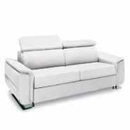 Canapé convertible express Réaumur - 140 cm - Matelas 16 cm - Pieds luge - Cuir vachette blanc cassé_2