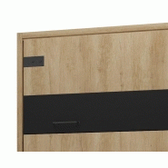 Lit escamotable industriel KEY - Chêne avec bandeaux et ferrures noir mat - 160x200 cm_2